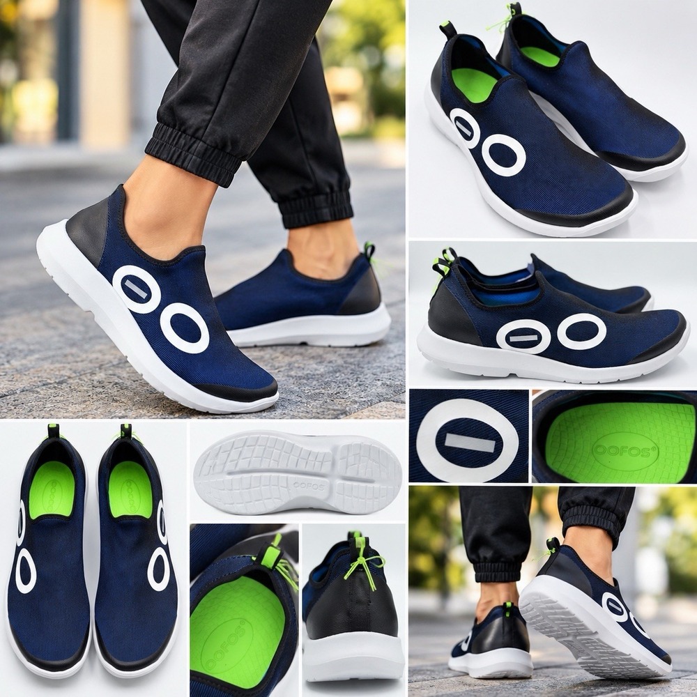 Oofos Oomg Sport Men 15 Navy Blue Recovery Slip On New(19-b28)